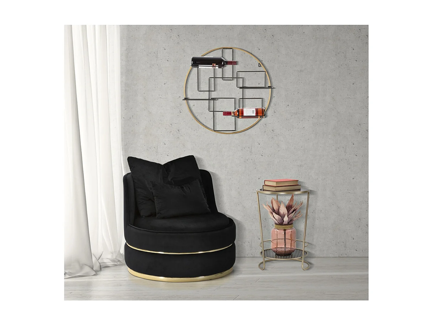 Fauteuil VKH309, Noir, 84x84x72 cm, Kendra Home