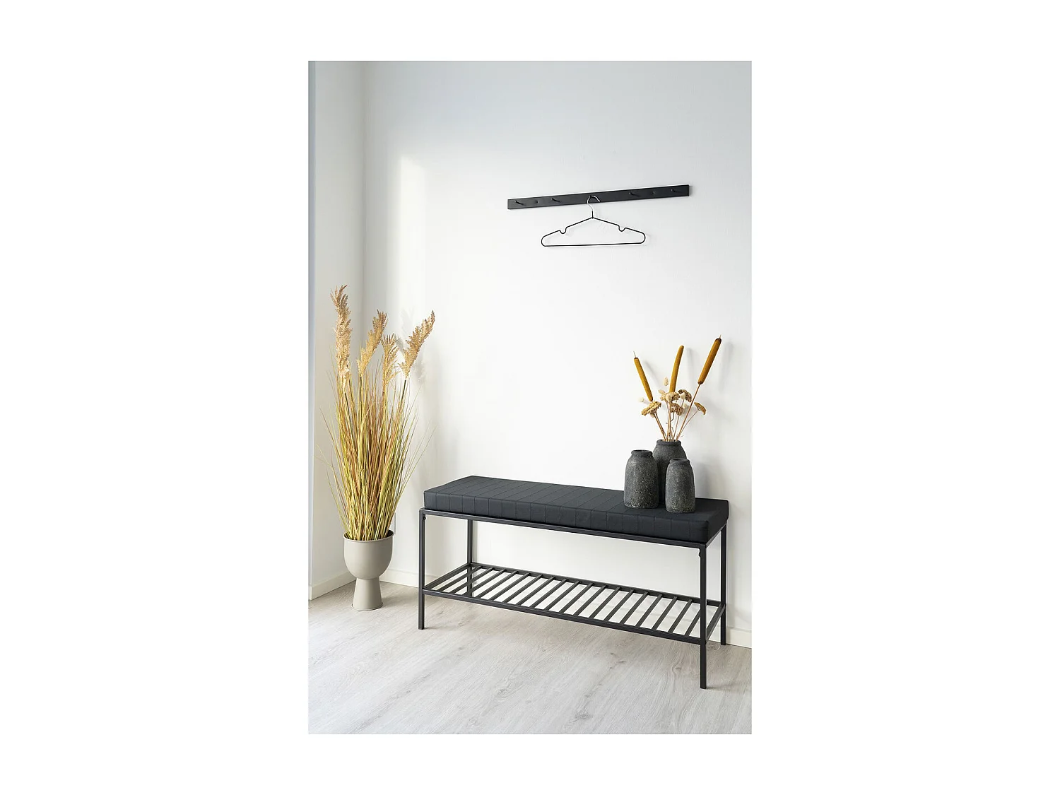 Porte-Manteau Murale Vita, Noir, 70x4x4 cm, Kendra Home