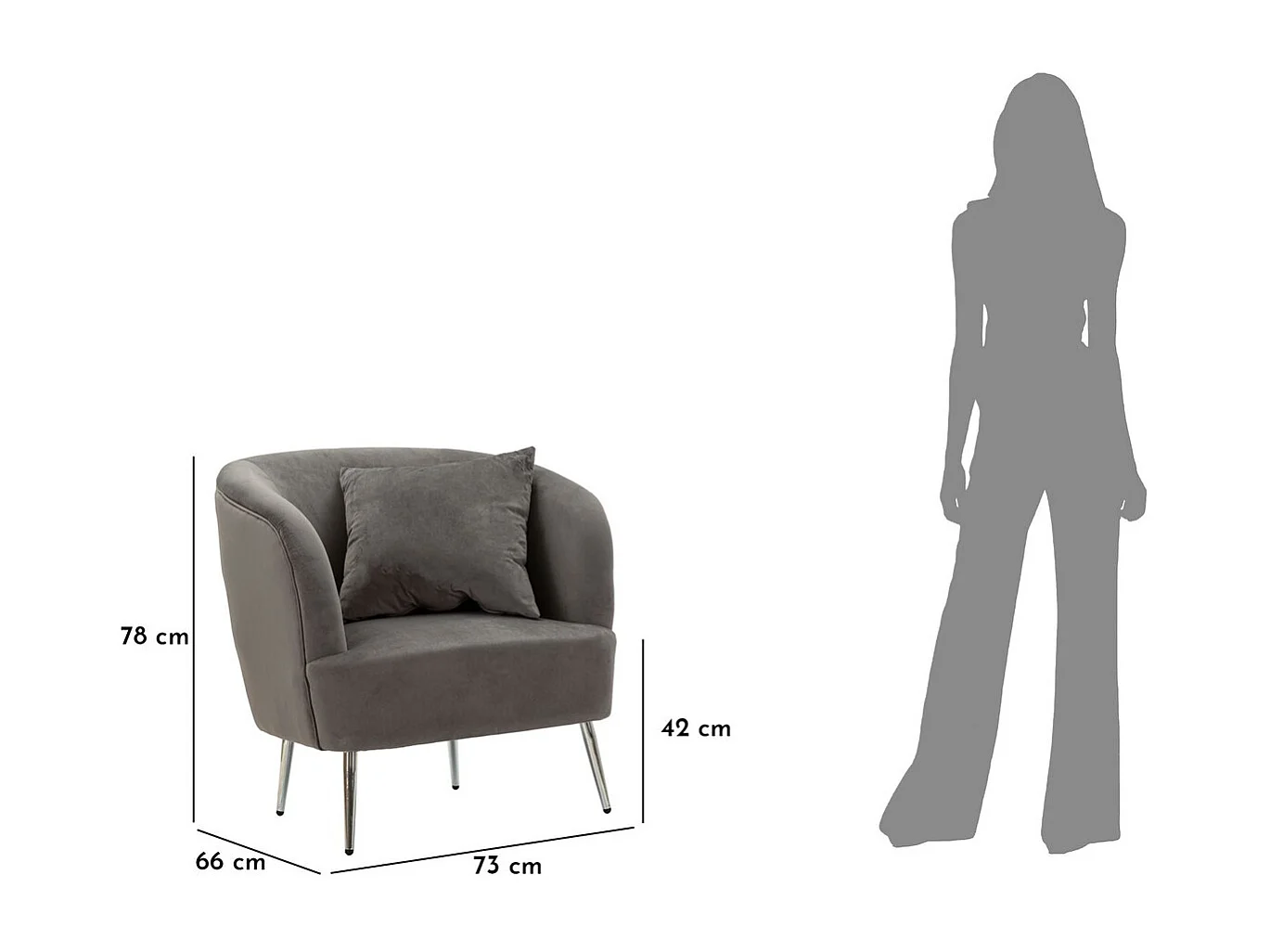 Fotel VKH313, Szary, 73x66x78 cm, Kendra Home