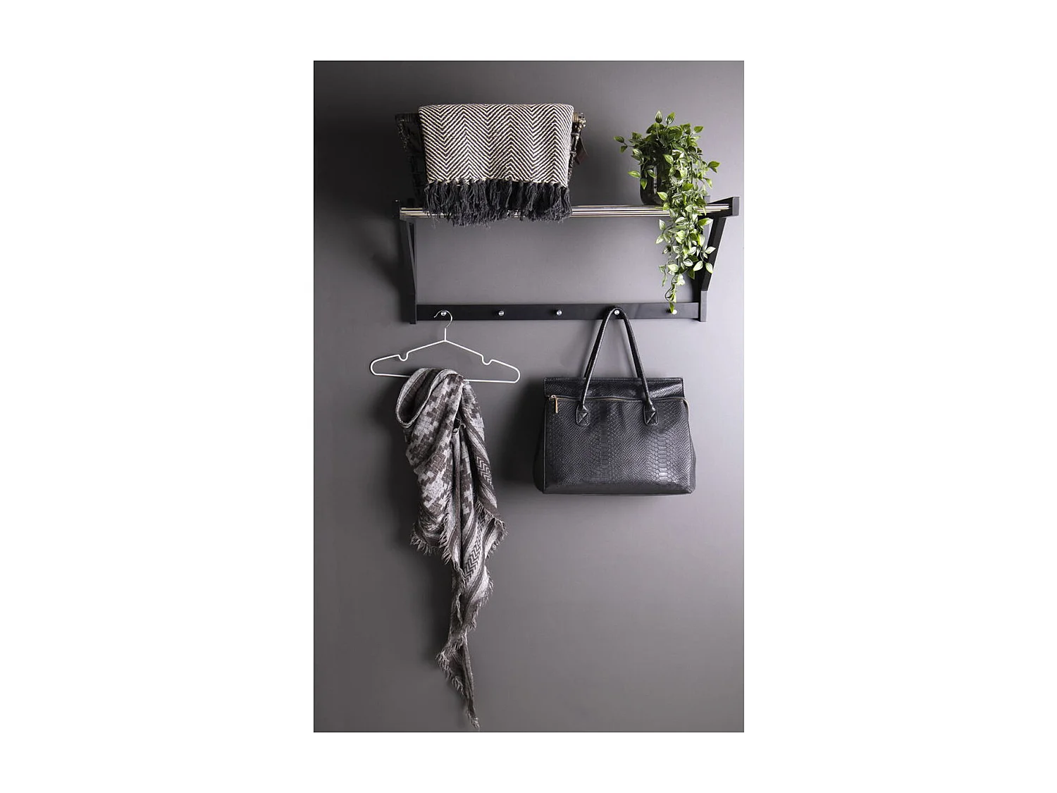 Muurhangers Padova, Zwart, 78x32x34 cm, Kendra Home