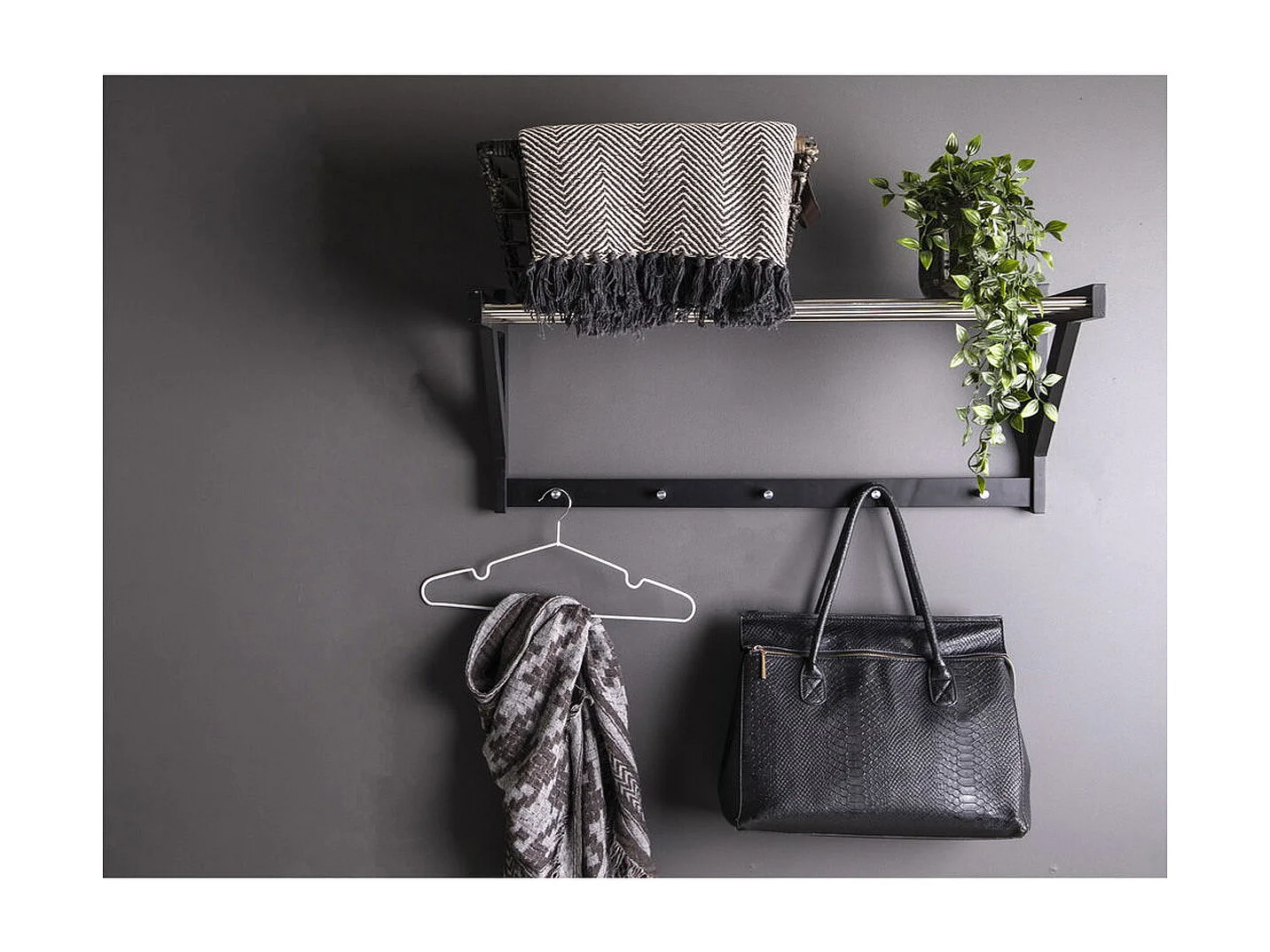 Muurhangers Padova, Zwart, 78x32x34 cm, Kendra Home