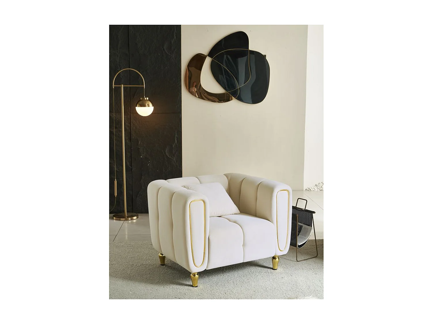 Fauteuil VKH322, Beige, 81x97x71 cm, Kendra Home