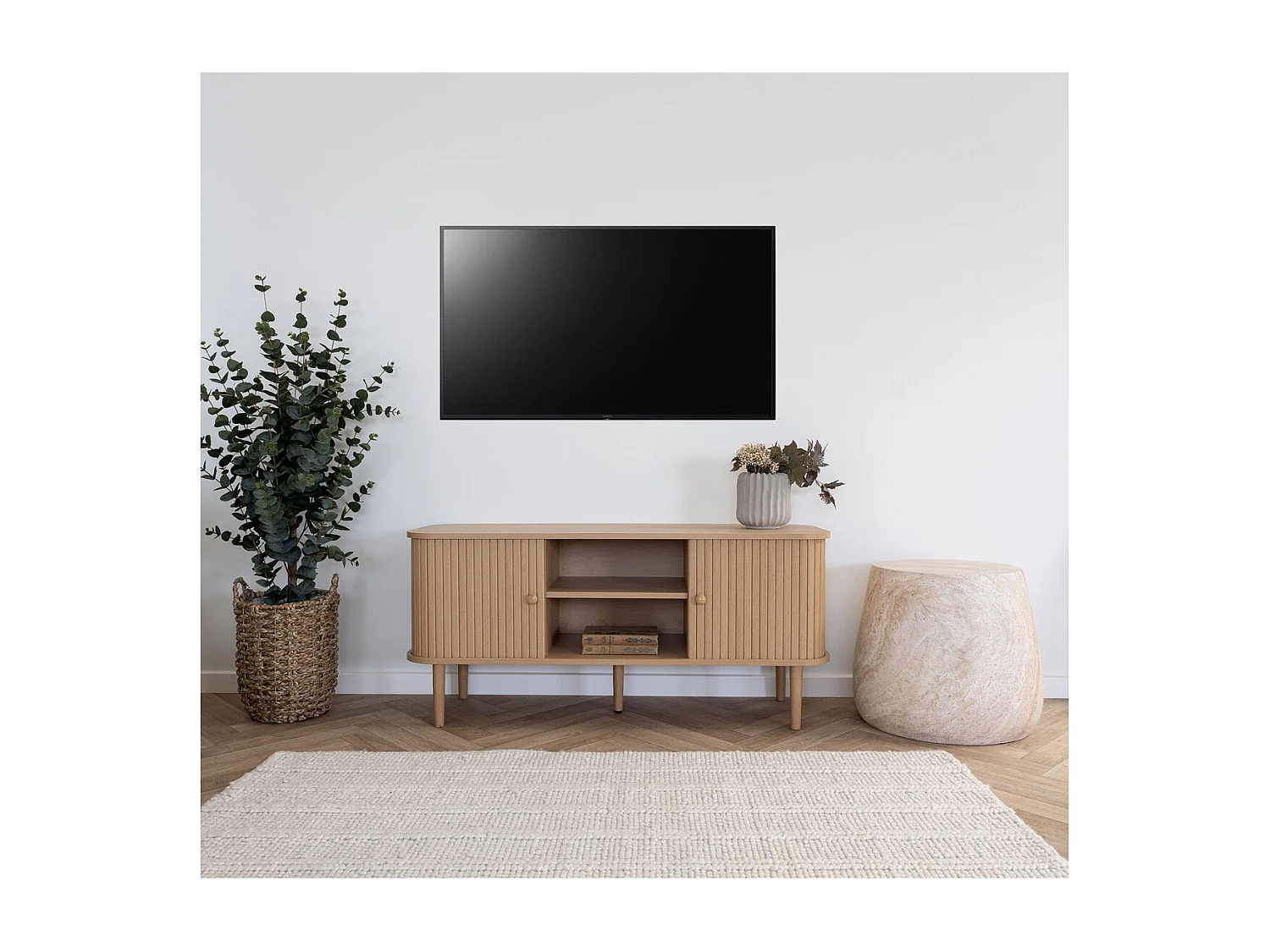TV-Ständer Nikko, Braun, 113x40x51,5 cm, Kendra Home