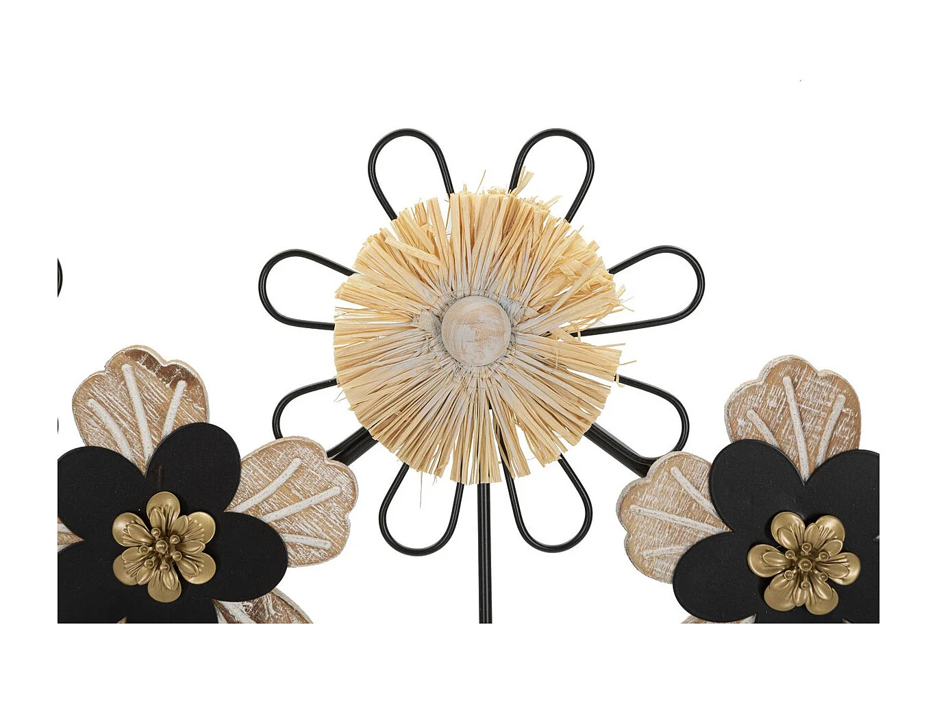 Wandaufhänger Blumen 1, Braun, 61x5,5x30,5 cm, Kendra Home