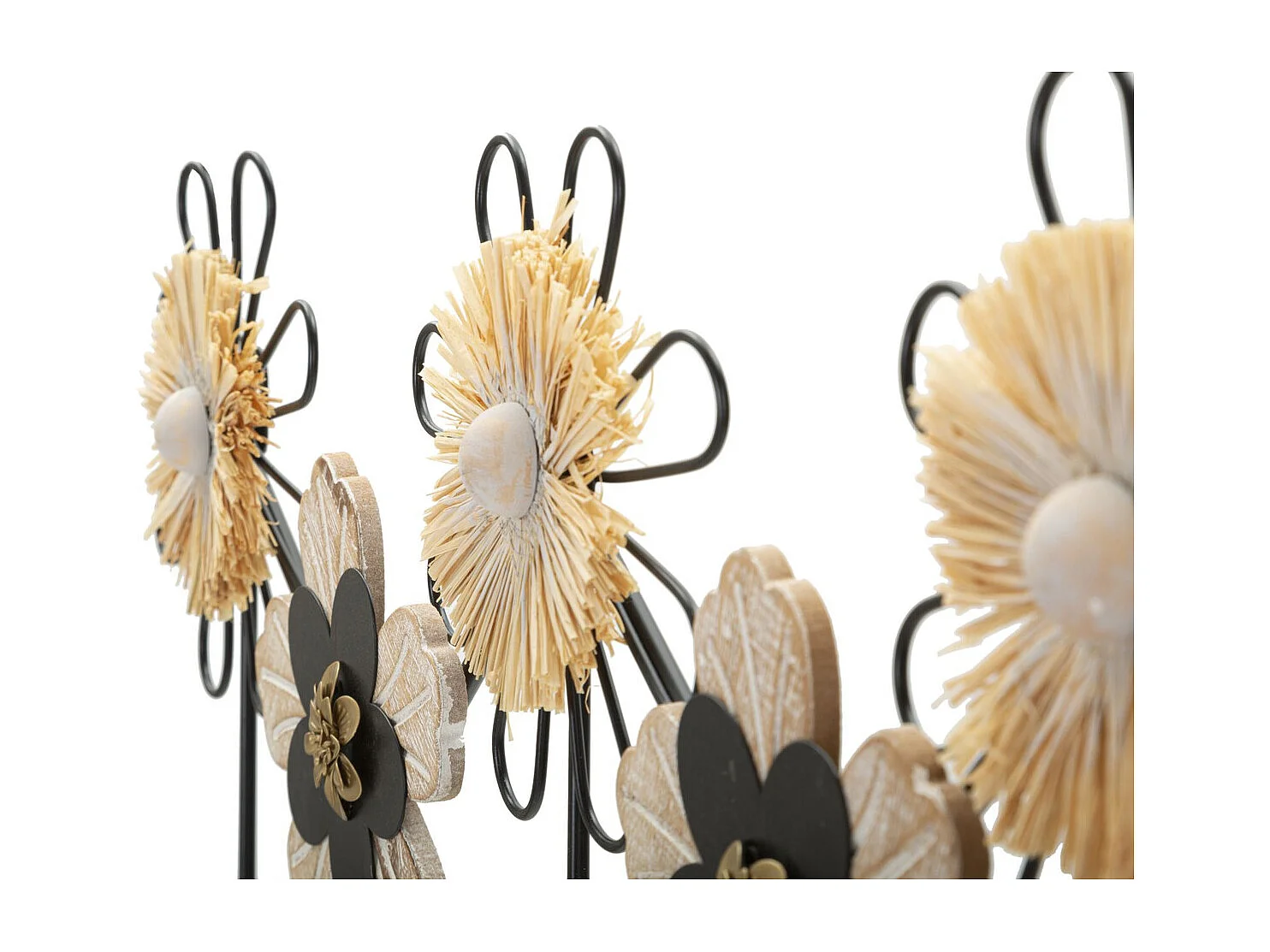 Wandaufhänger Blumen 1, Braun, 61x5,5x30,5 cm, Kendra Home