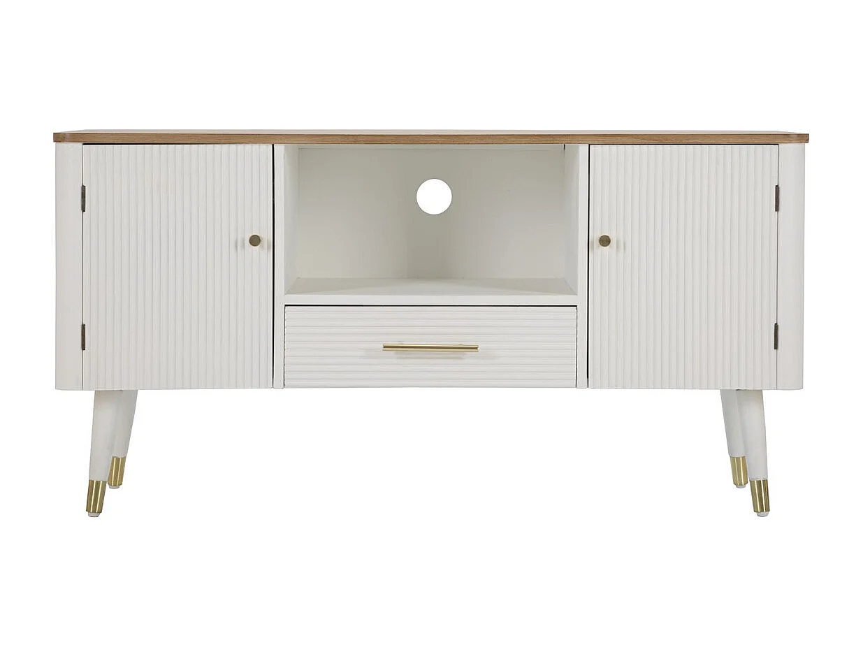 Meuble TV VKH228, Blanc, 117x40x60 cm, Kendra Home