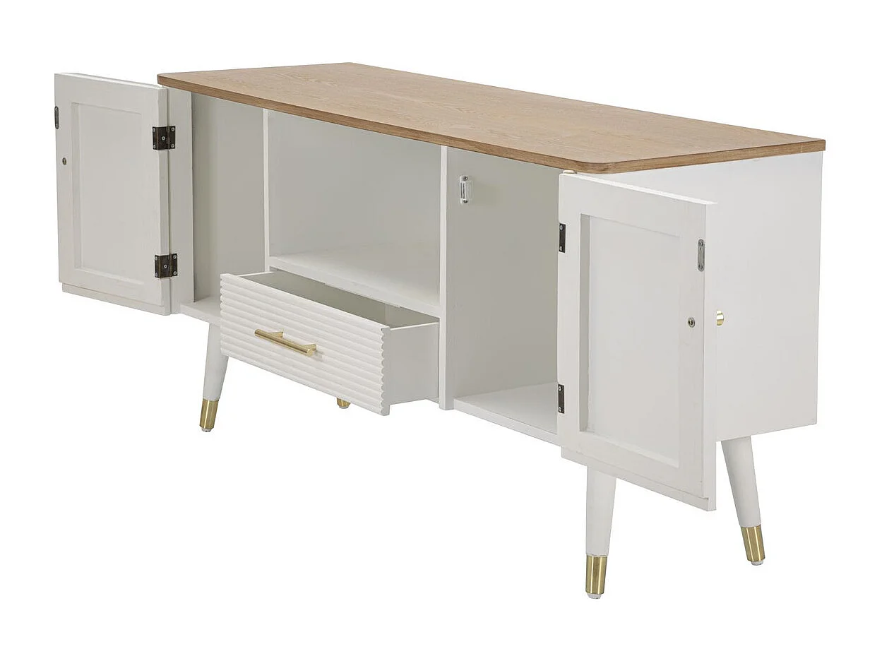 Meuble TV VKH228, Blanc, 117x40x60 cm, Kendra Home