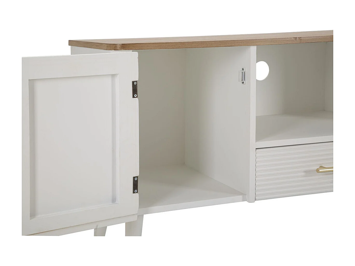 Meuble TV VKH228, Blanc, 117x40x60 cm, Kendra Home
