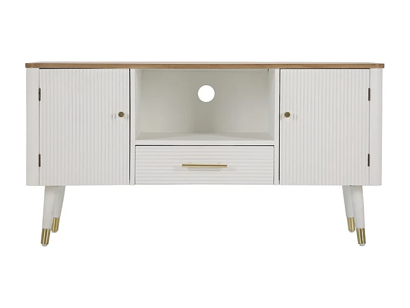 Meuble TV VKH228, Blanc, 117x40x60 cm, Kendra Home