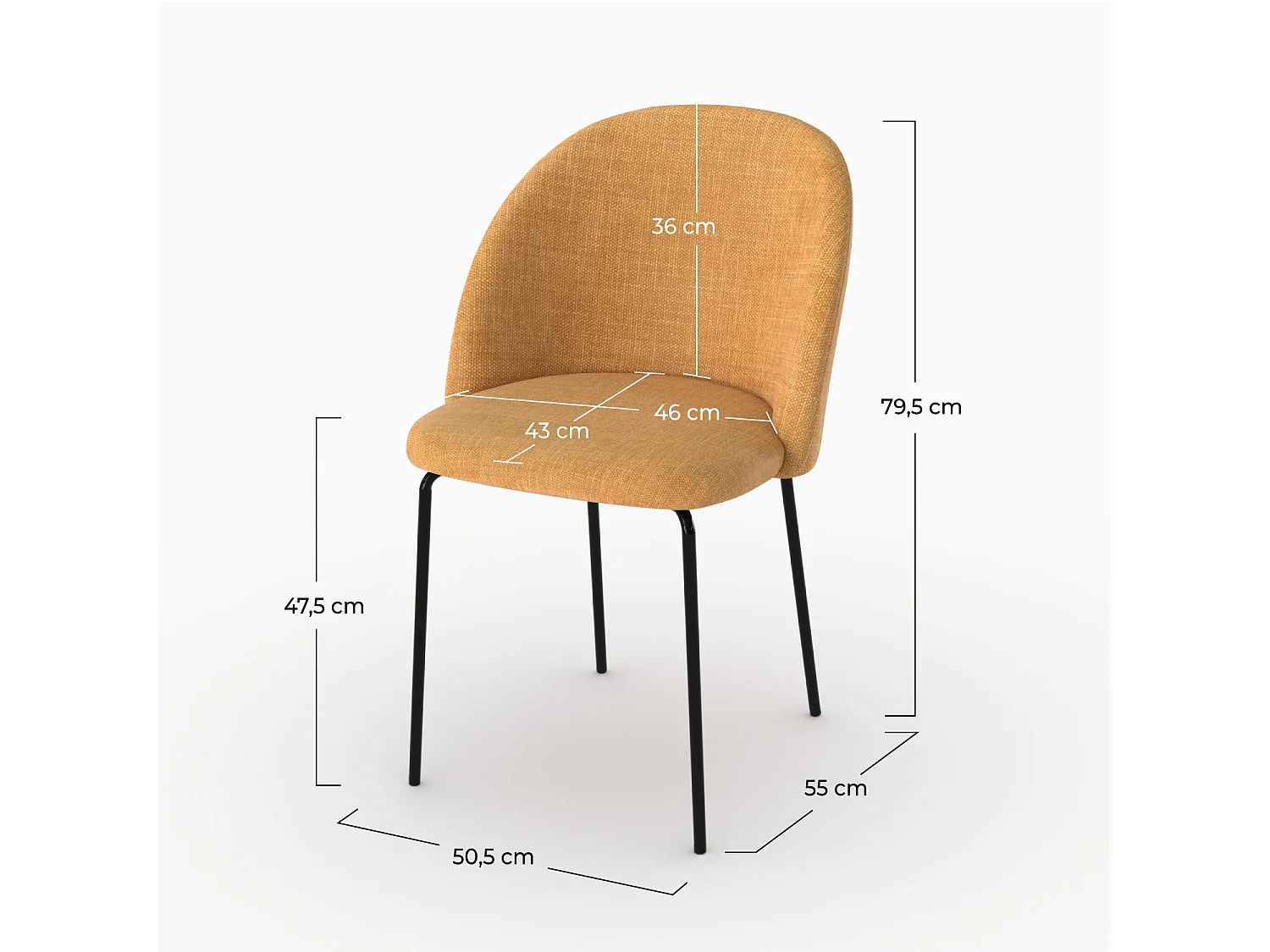 Lot de 2 chaises en tissu texturé jaune moutarde - Karl