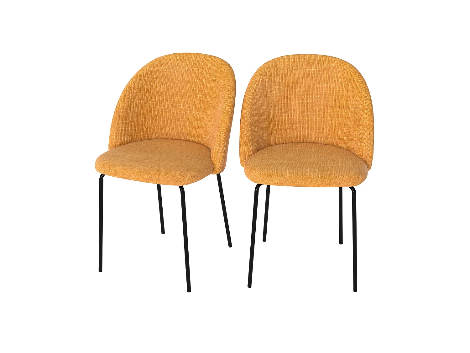 Lot de 2 chaises en tissu texturé jaune moutarde - Karl