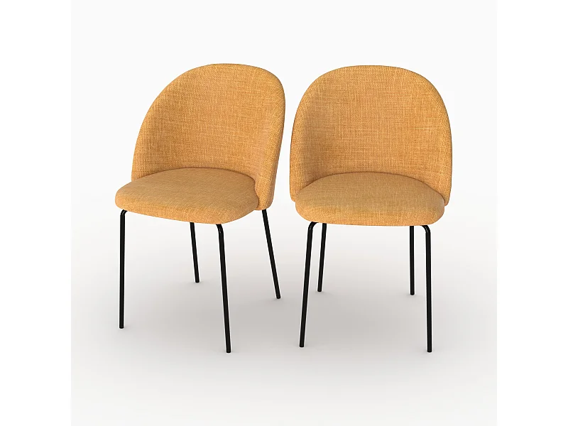 Lot de 2 chaises en tissu texturé jaune moutarde - Karl
