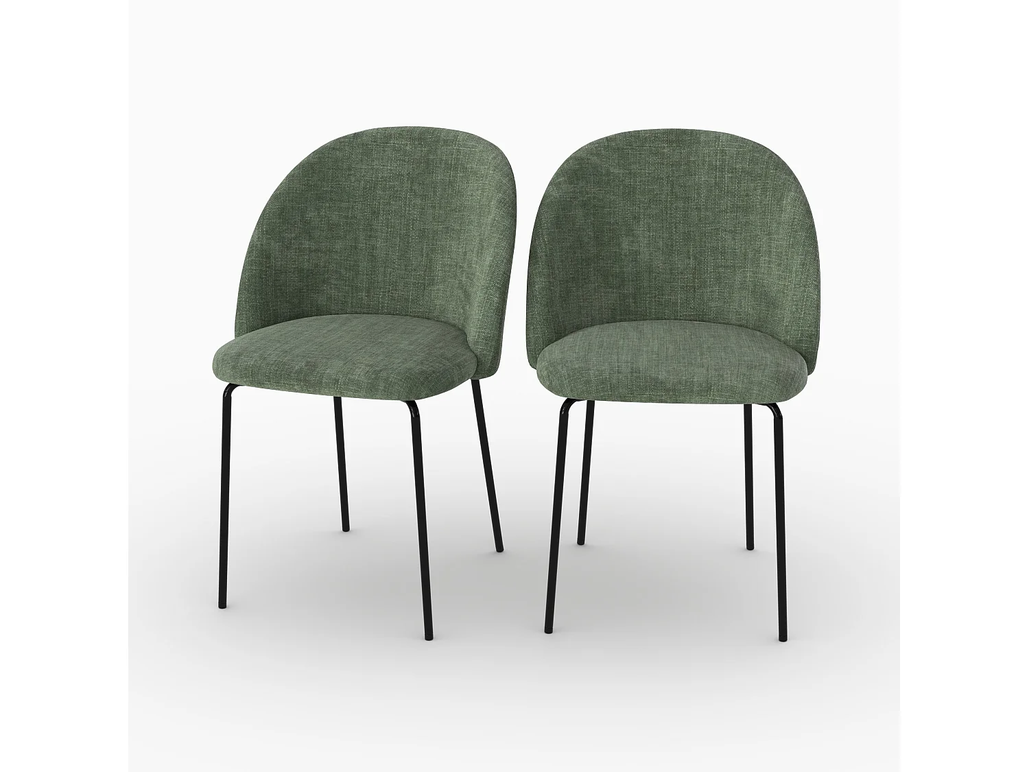 Lot de 2 chaises en tissu texturé vert sapin - Karl