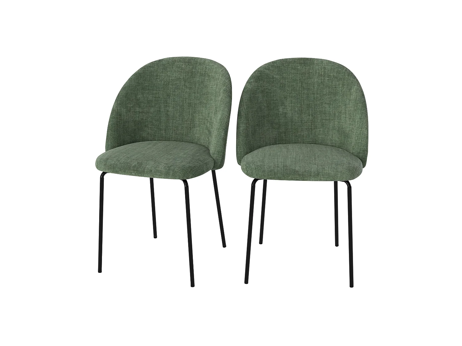 Lot de 2 chaises en tissu texturé vert sapin - Karl