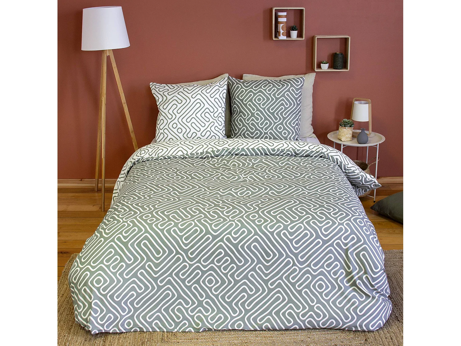 Ropa de cama de microfibra reversibles con estampado de laberinto