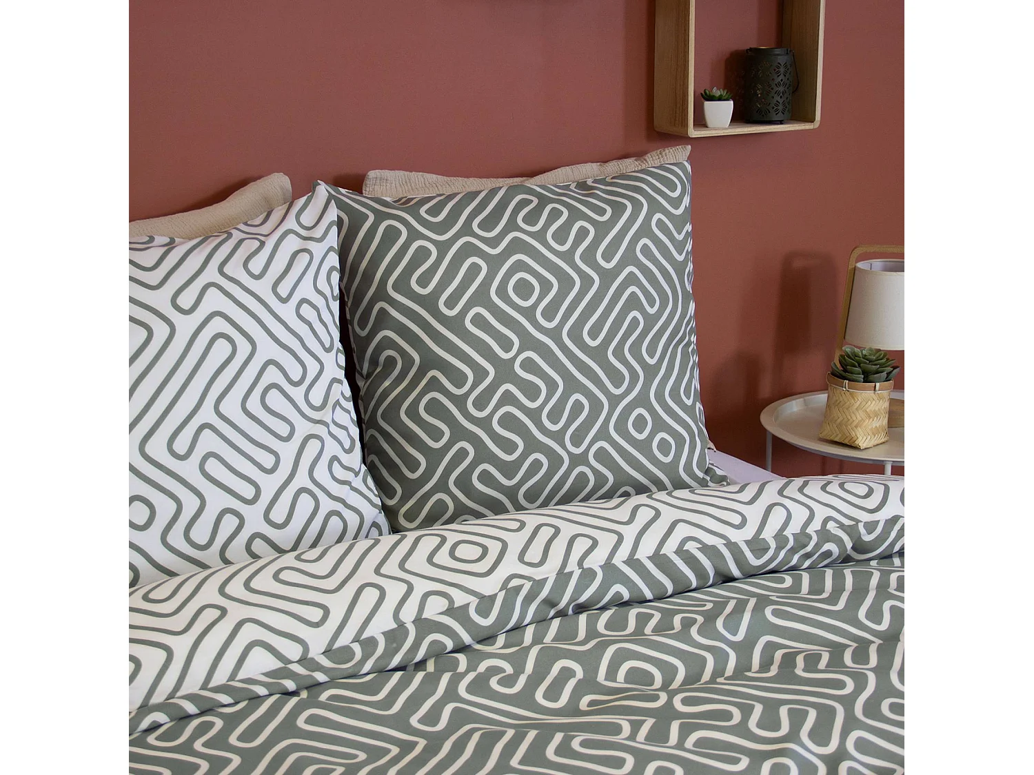 Ropa de cama de microfibra reversibles con estampado de laberinto