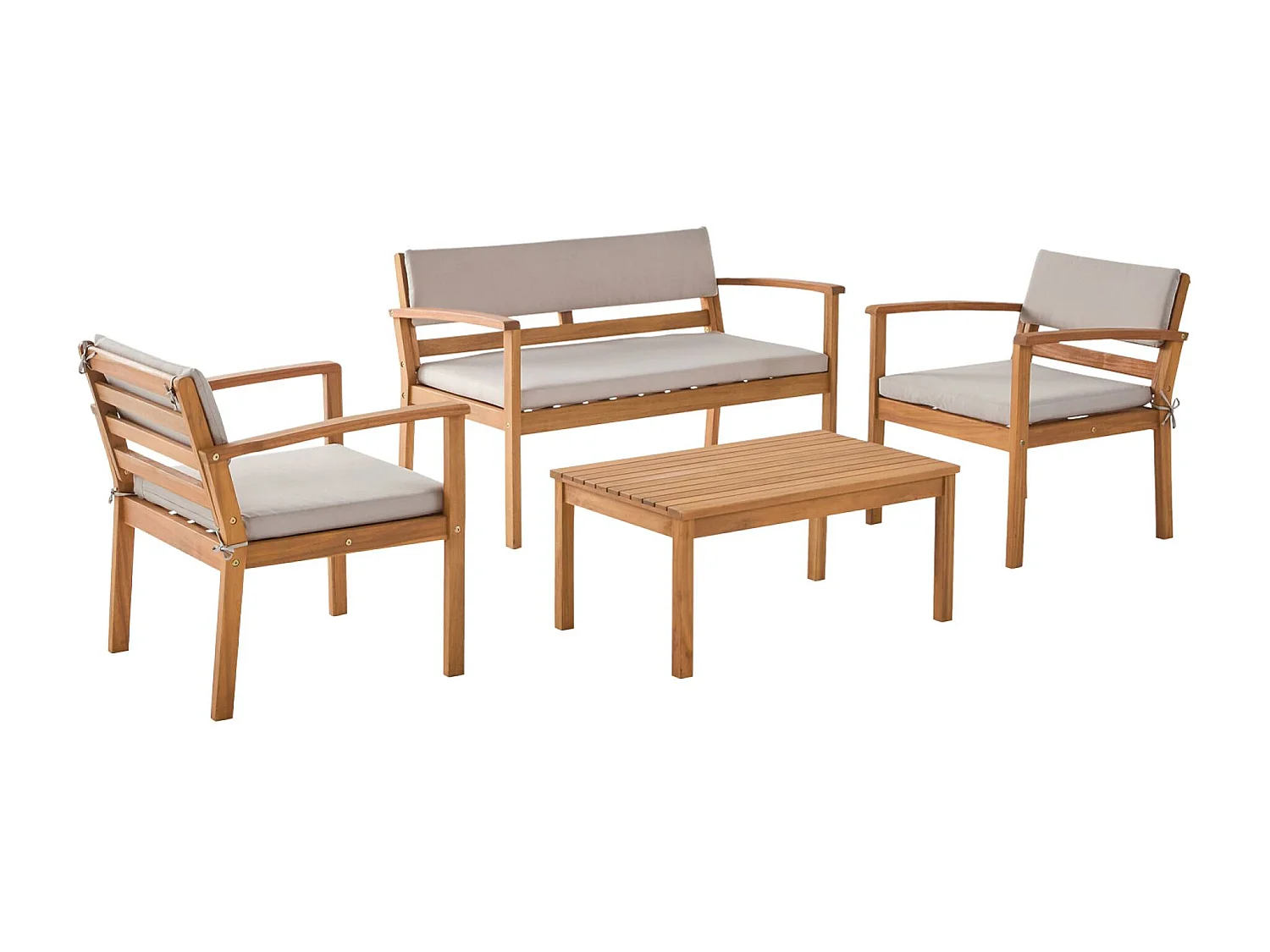 Salotto da giardino in legno di acacia, 4 posti, marrone