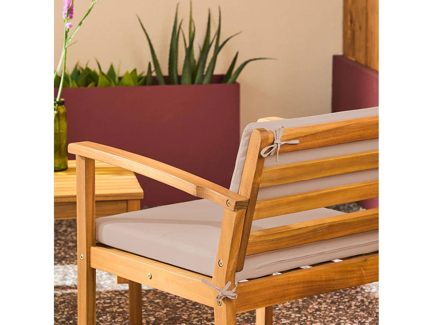 Salotto da giardino in legno di acacia, 4 posti, marrone