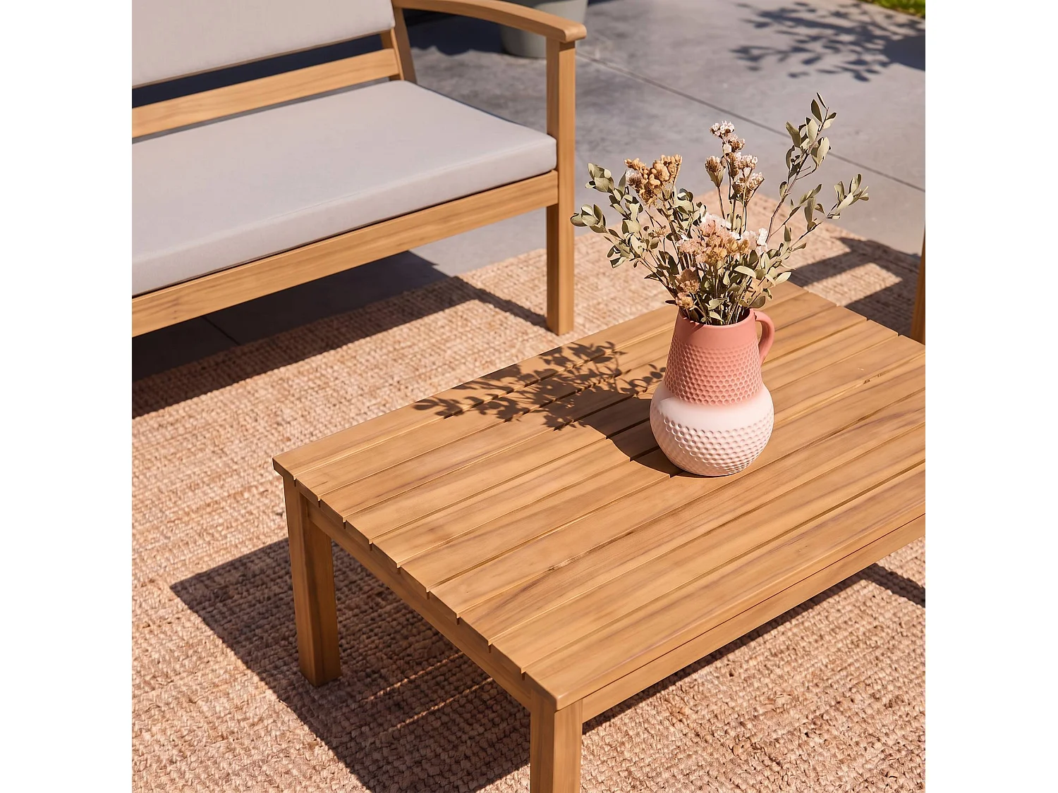 Salotto da giardino in legno di acacia, 4 posti Marrone - 115x62x70 cm
