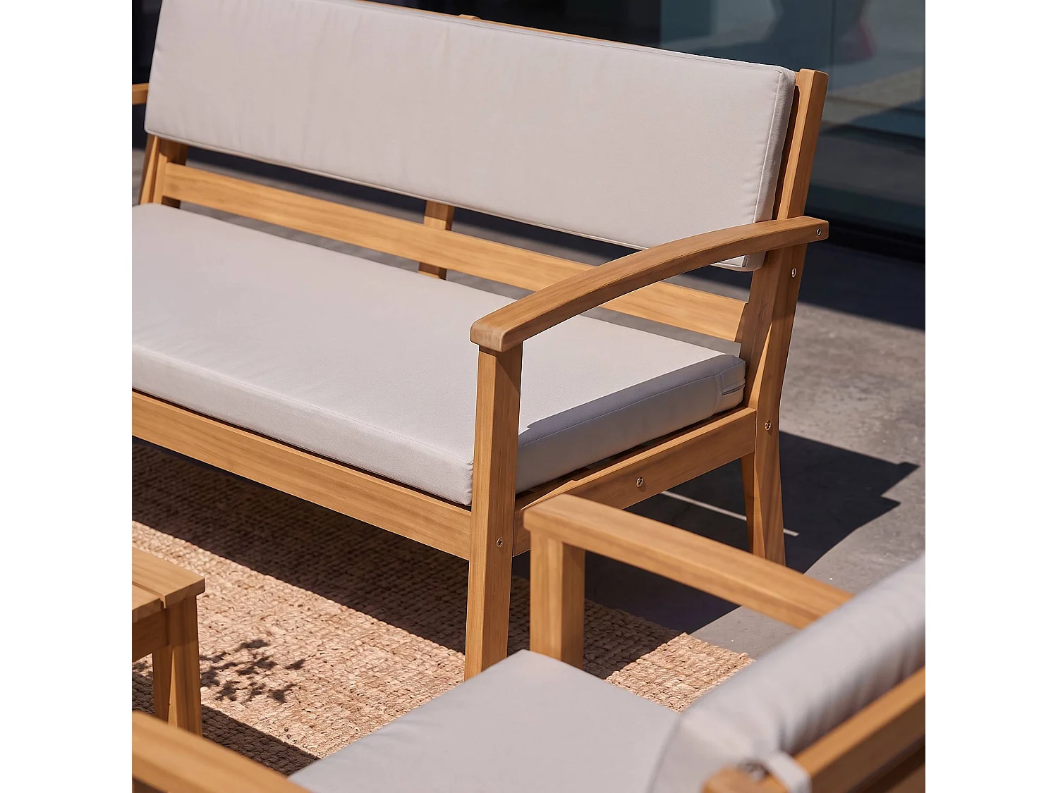 Salotto da giardino in legno di acacia, 4 posti Marrone - 115x62x70 cm