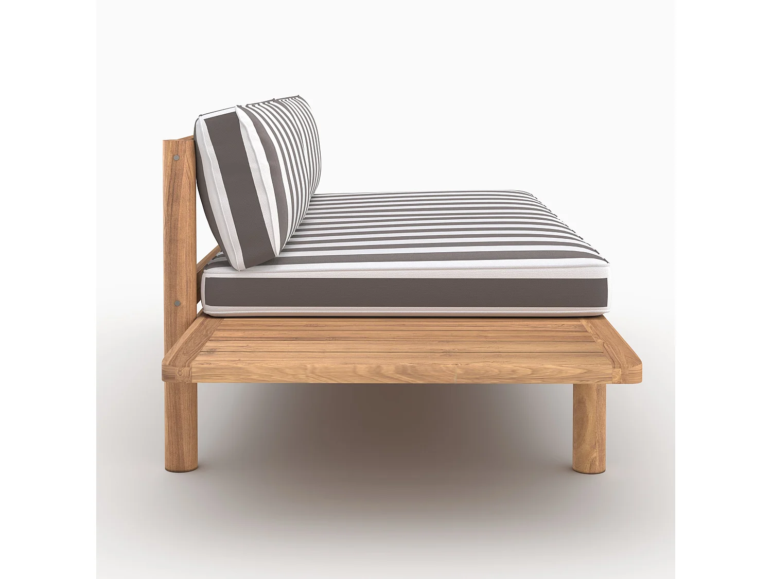 Set da giardino per 2 persone in teak massello e tessuto bouclé grigio - Nadila