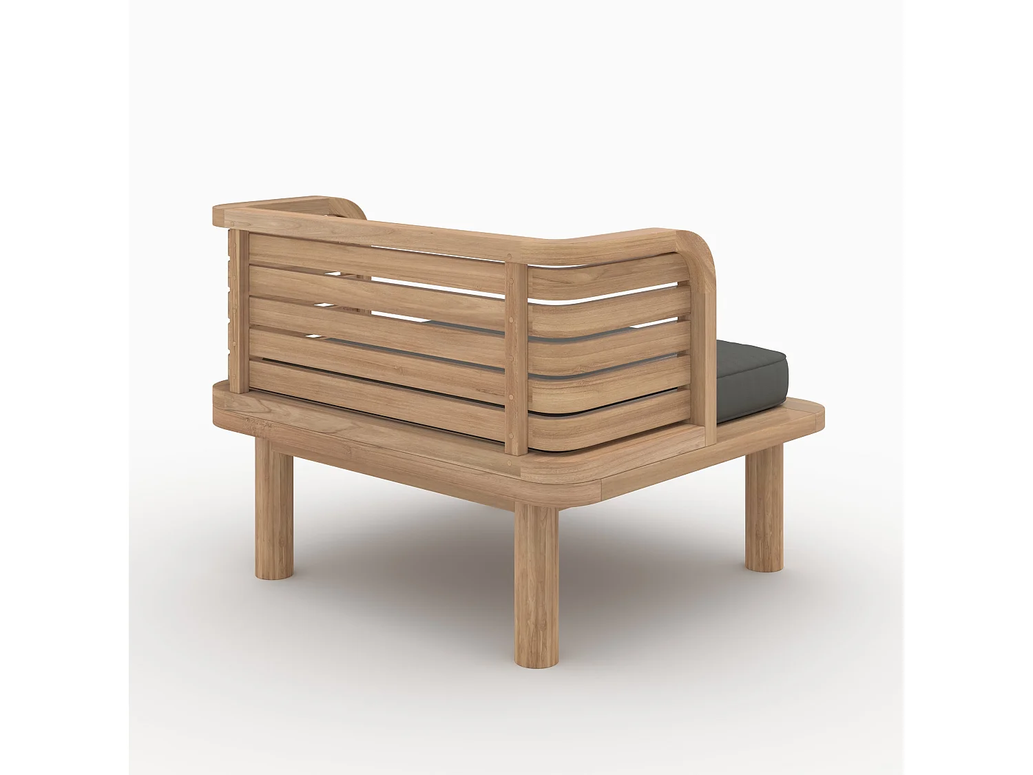 Salotto da giardino 2 posti in teak e tessuto grigio, 2 poltrone - Kilda