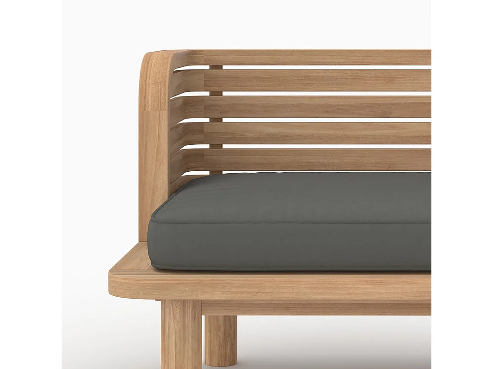 Salotto da giardino 2 posti in teak e tessuto grigio, 2 poltrone - Kilda