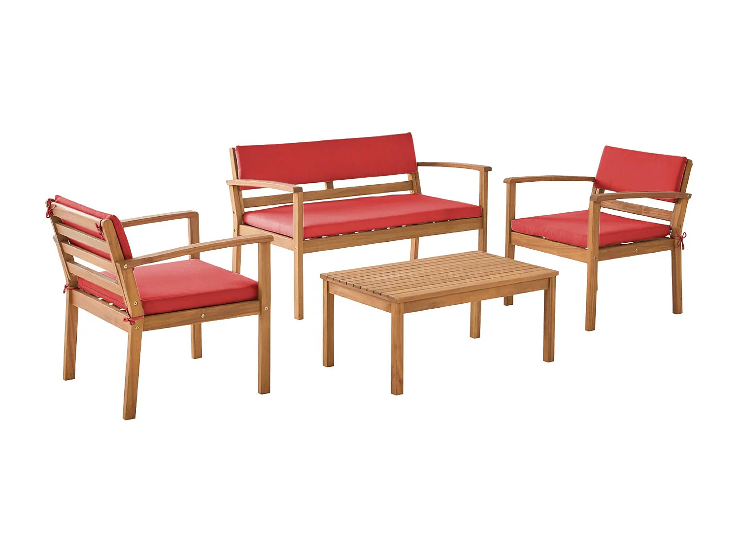 Salotto da giardino in legno di acacia, 4 posti, terracotta
