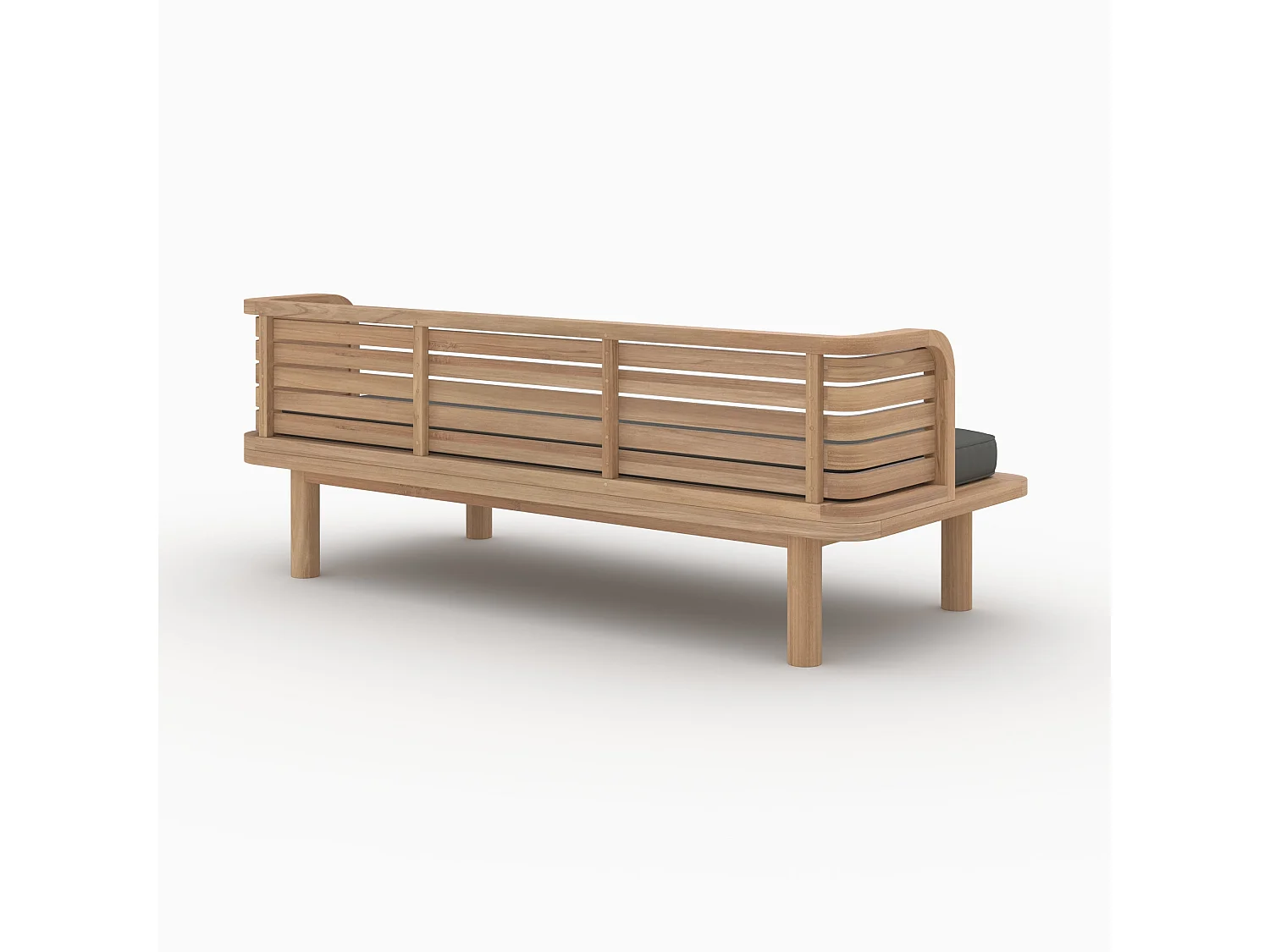 Divano e poltrona da giardino 3 posti in teak massello, tessuto grigio - Kilda