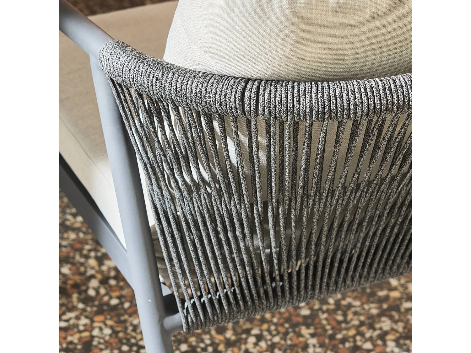 Salon de jardin aluminium et cordes 4 places gris - Korava
