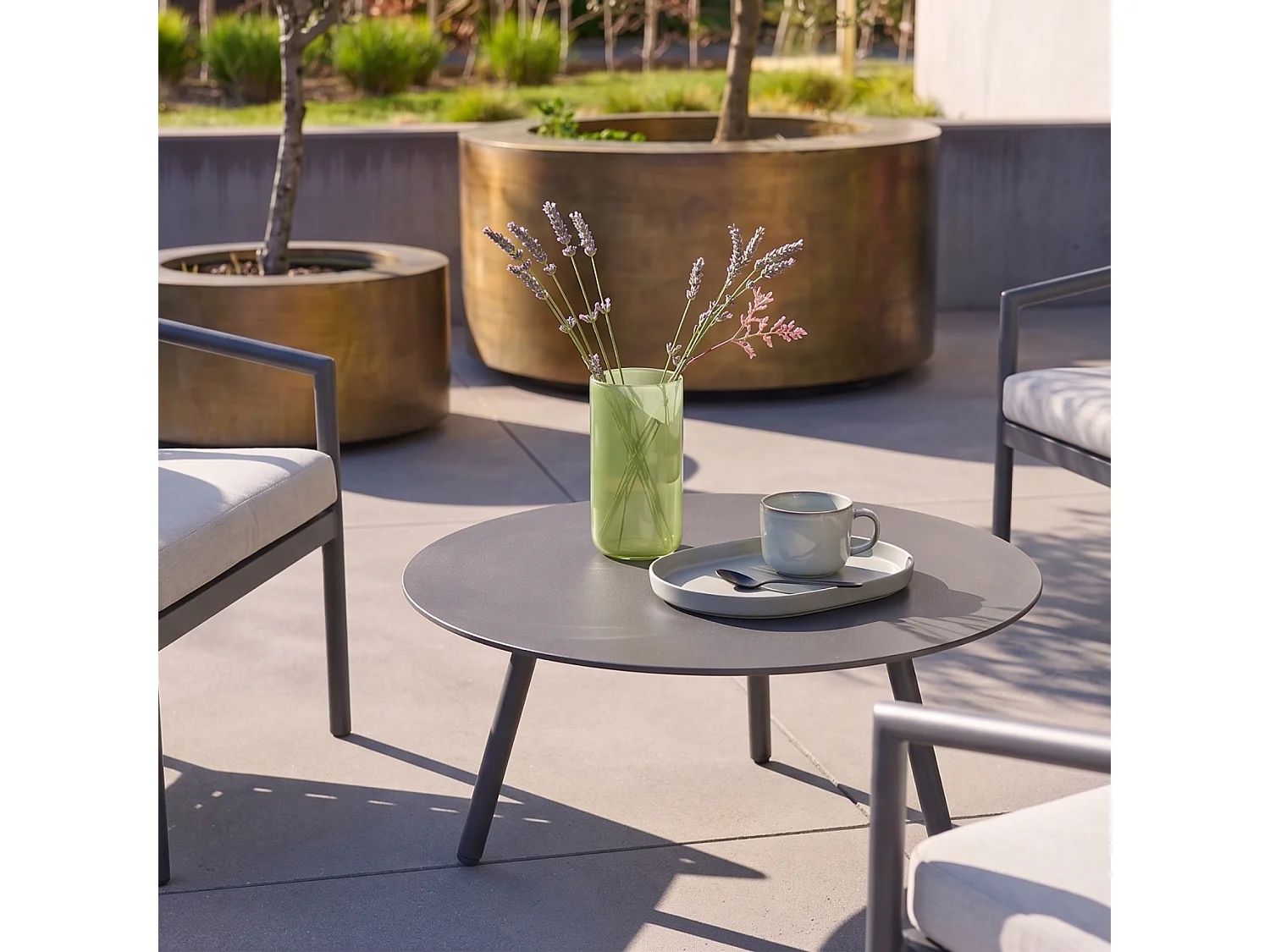 Salon de jardin aluminium et cordes 4 places gris - Korava