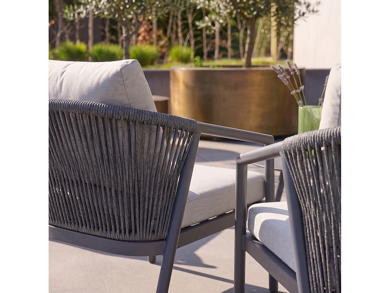 Salon de jardin aluminium et cordes 4 places gris - Korava