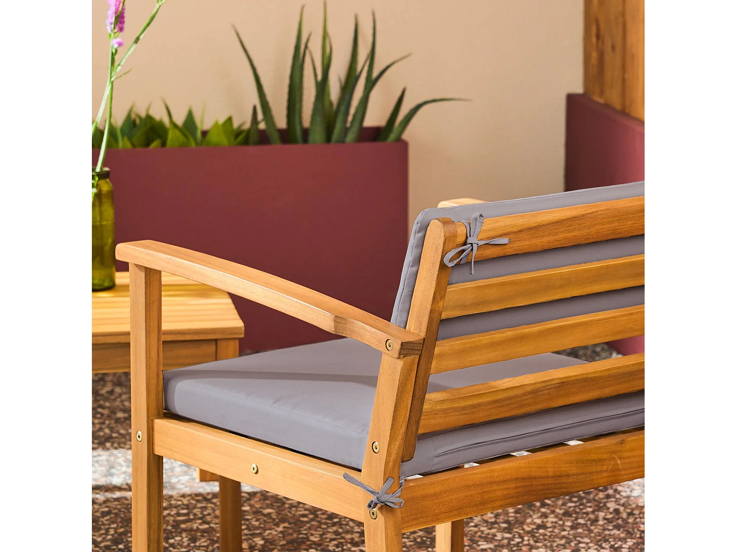 Salotto da giardino in legno di acacia, 4 posti, grigio