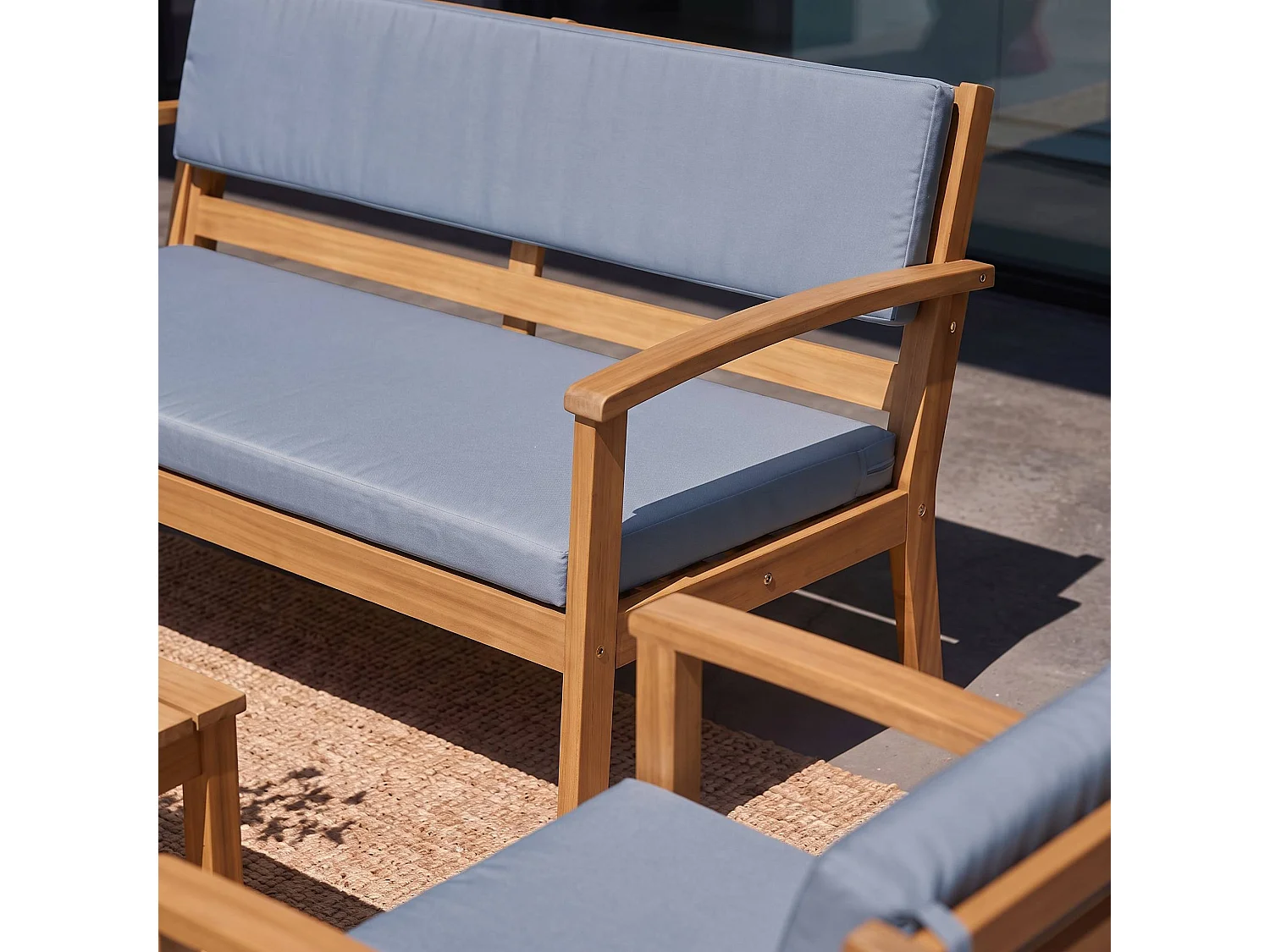 Salotto da giardino in legno di acacia, 4 posti Grigio - 115x62x70 cm
