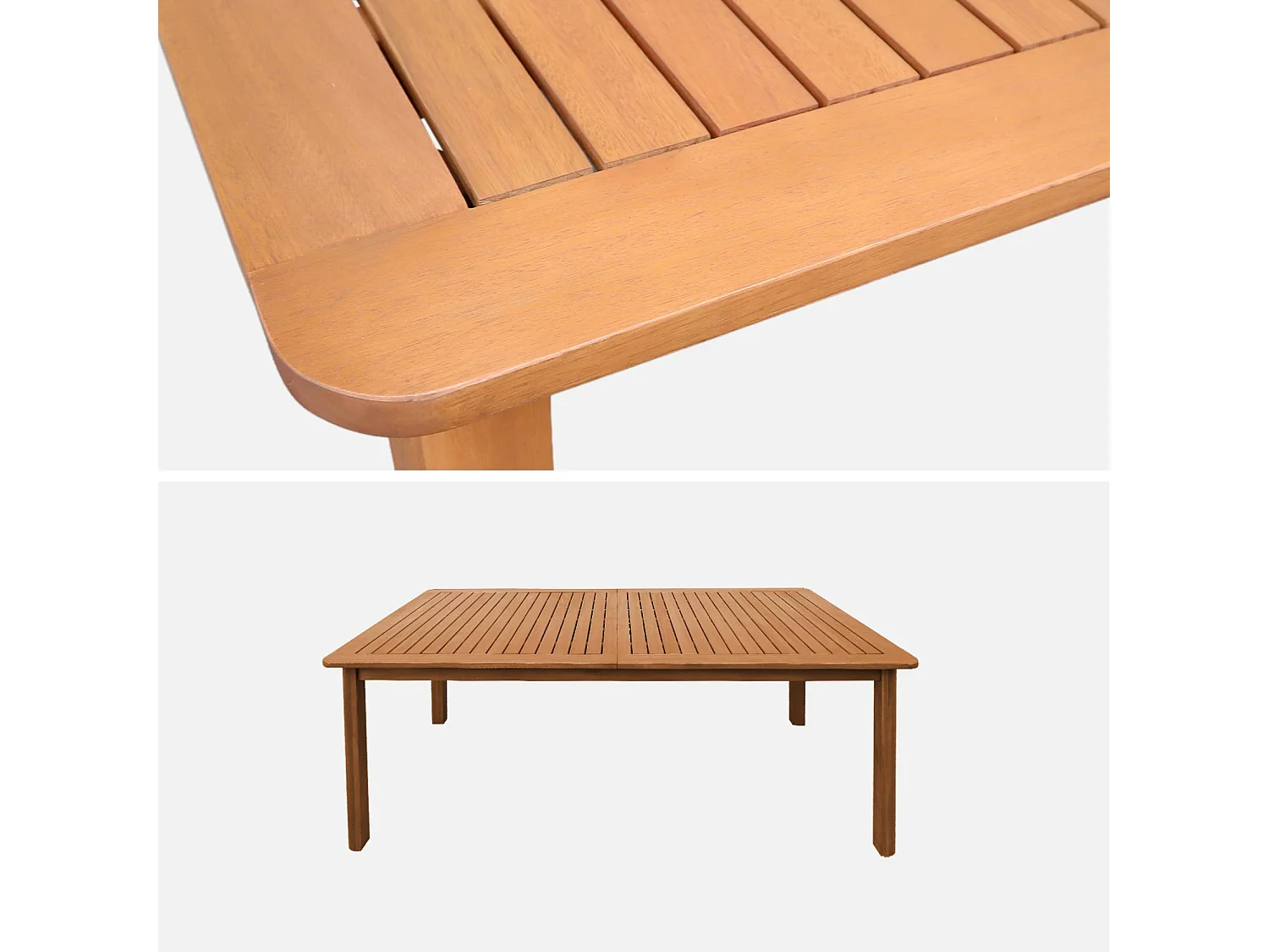 Table de jardin extensible bois d'eucalyptus 6-8 places 180/240cm naturel - Arbo