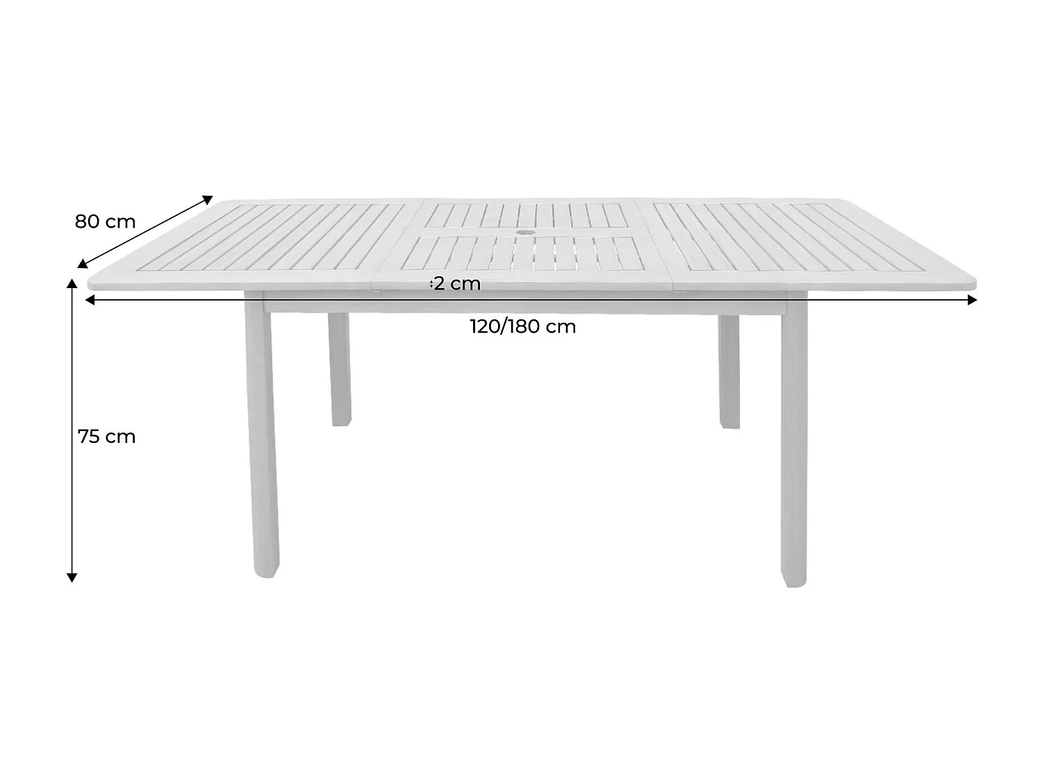 Tavolo da giardino estensibile in legno di eucalipto, 4-6 posti,