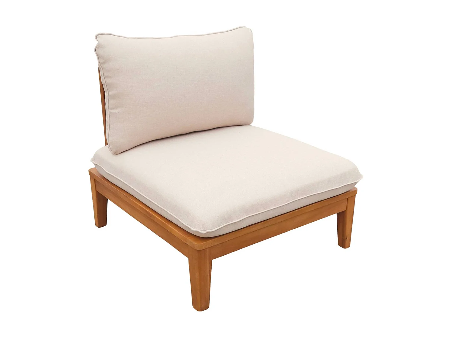 Divano modulare da giardino in legno di acacia, 2 posti, beige