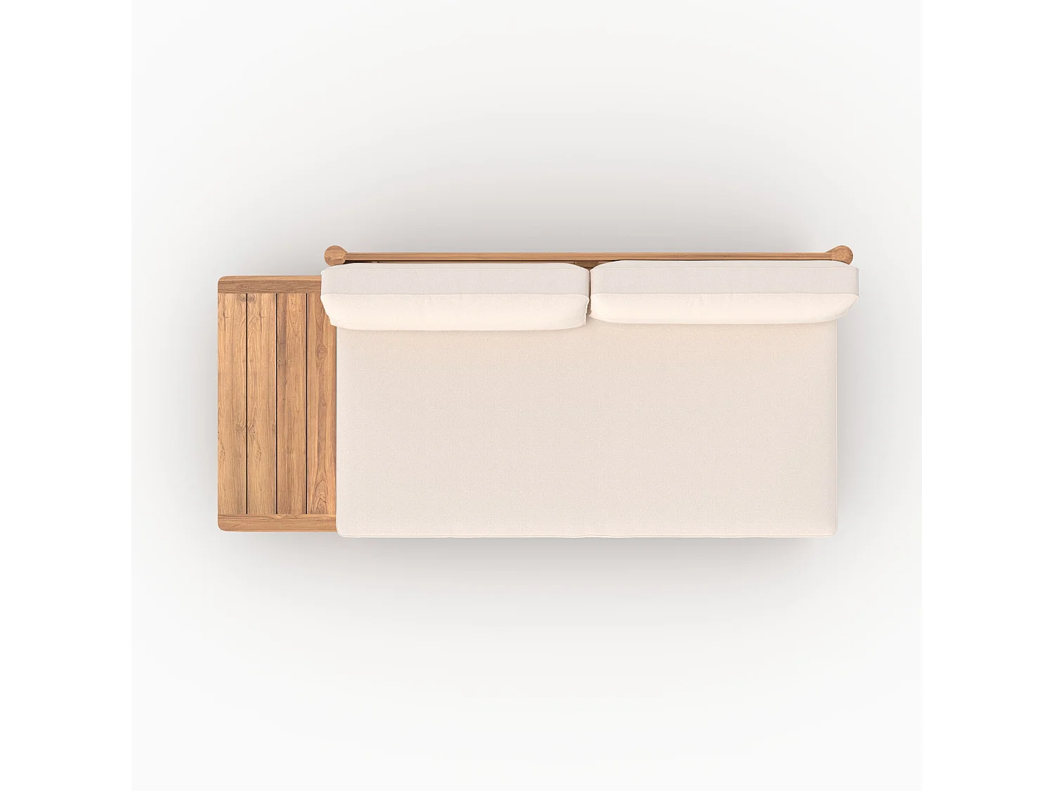 Divano da giardino in teak massiccio e cuscino bianco 2 posti - Nadila