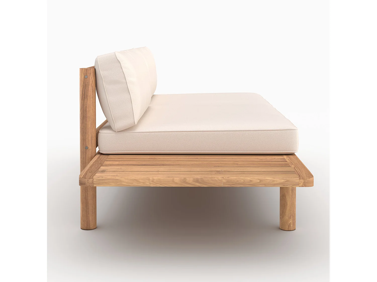 Divano da giardino in teak massiccio e cuscino bianco 2 posti - Nadila