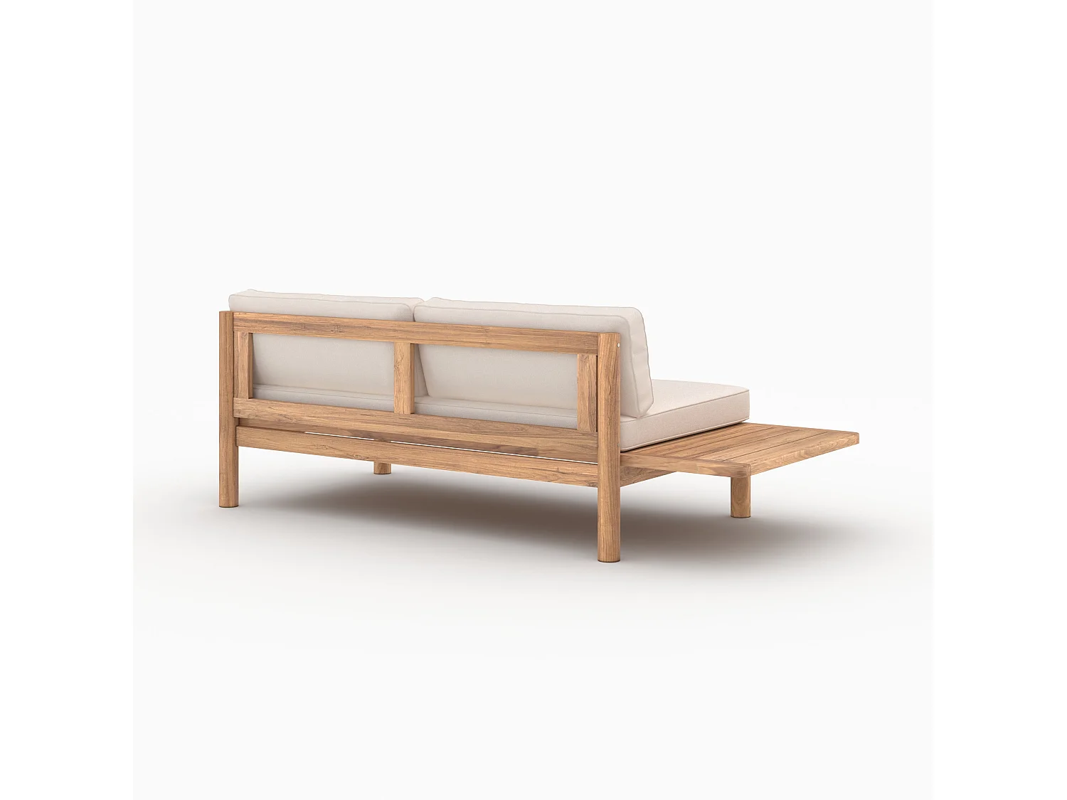 Divano da giardino in teak massiccio e cuscino bianco 2 posti - Nadila