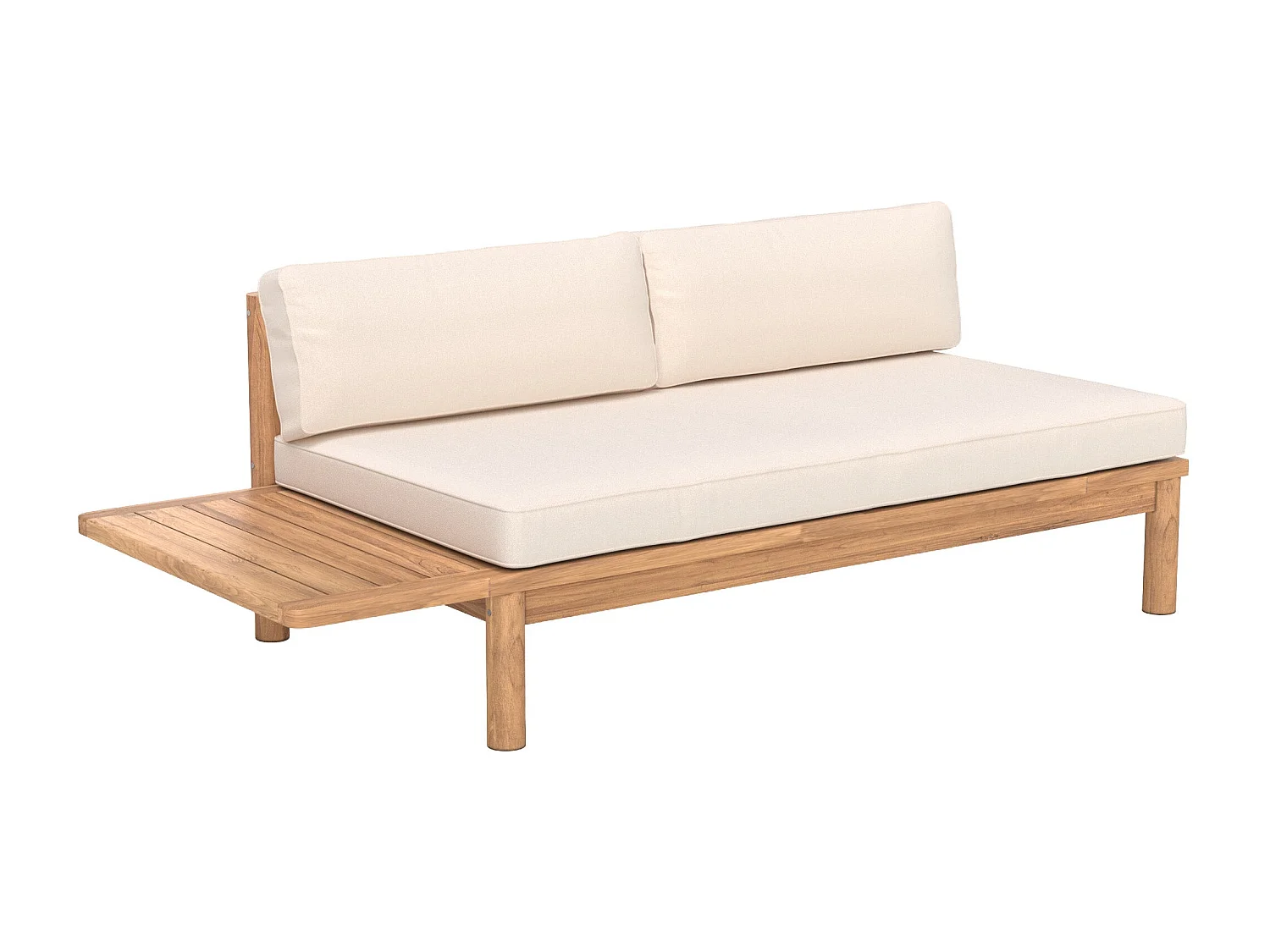 Divano da giardino in teak massiccio e cuscino bianco 2 posti - Nadila