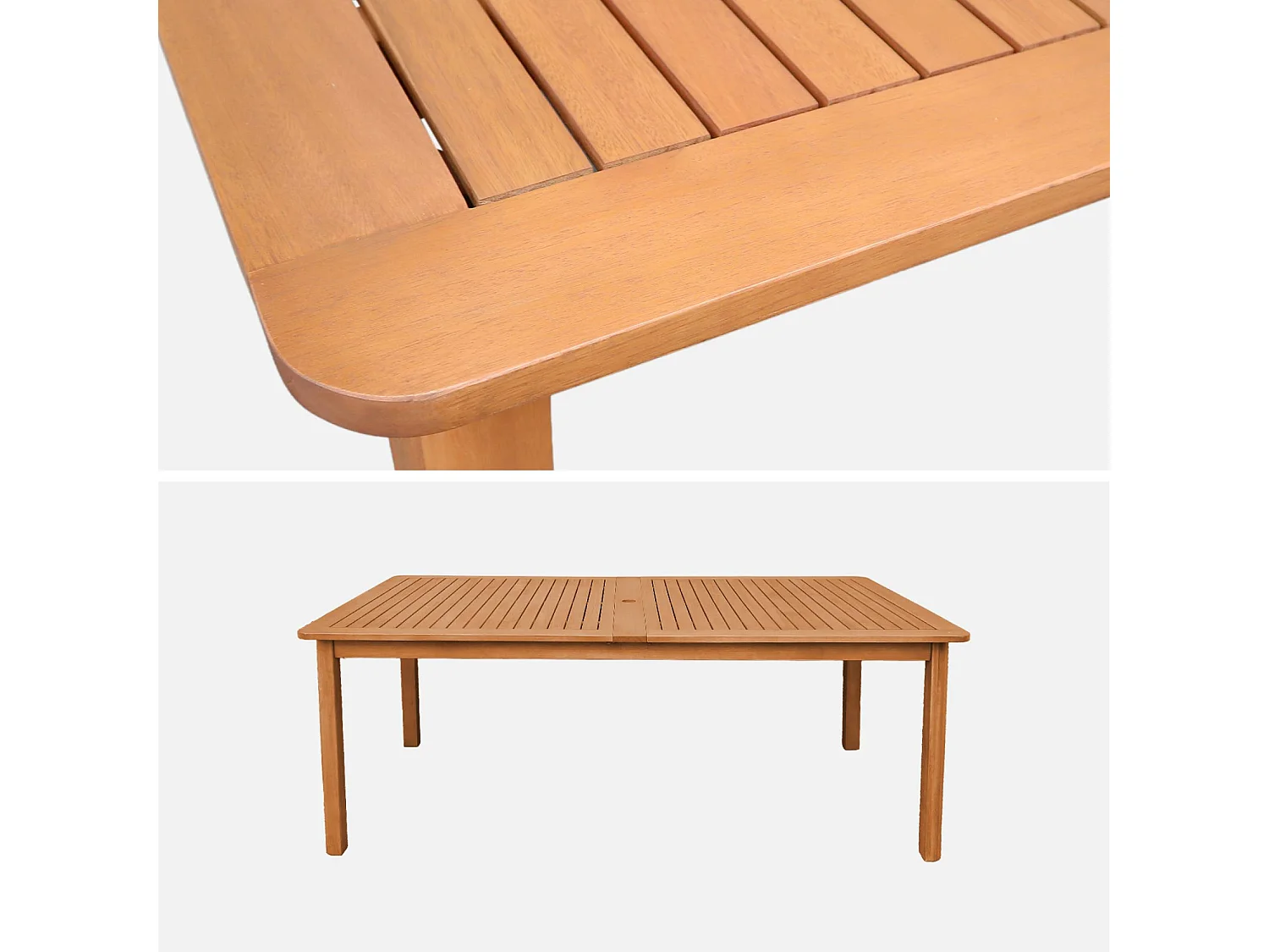 Table de jardin extensible bois d'eucalyptus 6-12 places 200-300cm naturel - Arbo