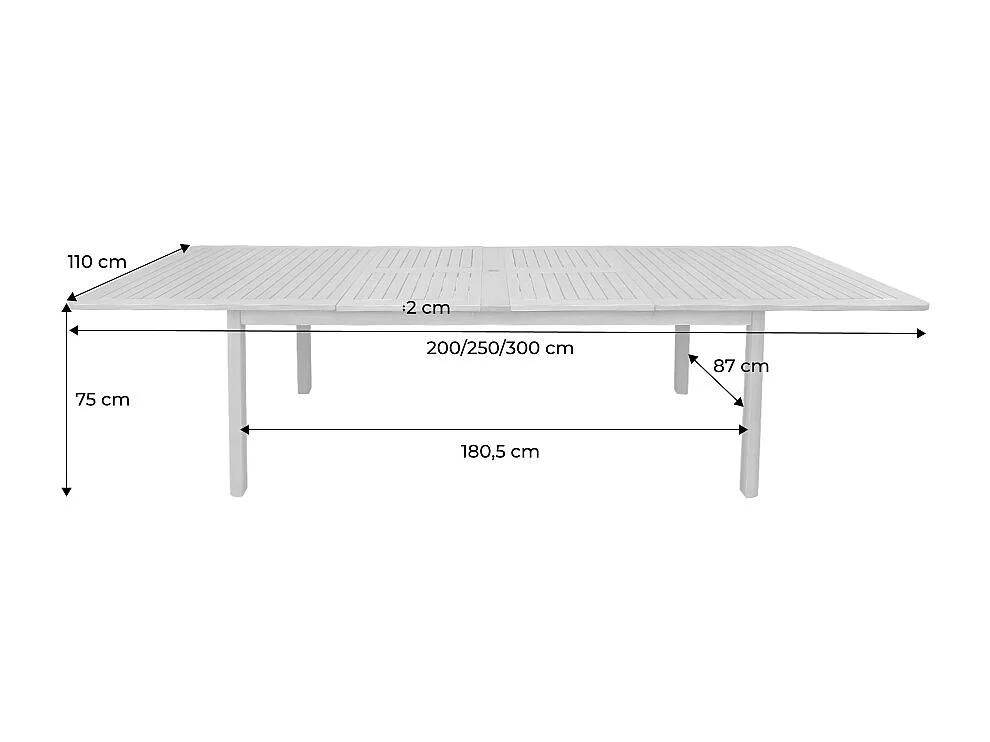 Table de jardin extensible bois d'eucalyptus 6-12 places 200-300cm naturel - Arbo