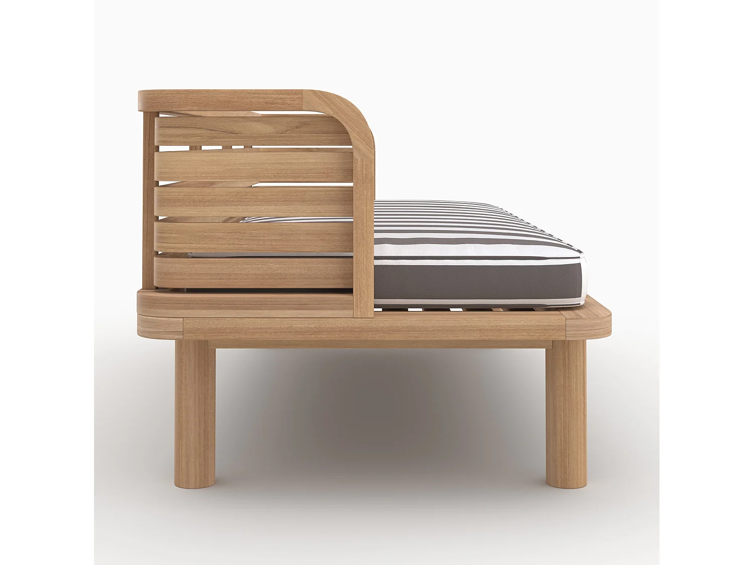 Divano da giardino in teak massello con cuscino a righe grigie 2 posti - Kilda