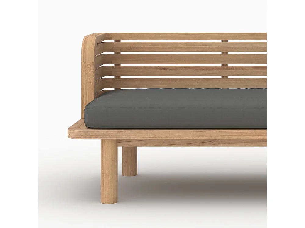 Divano da giardino in teak massiccio e cuscino grigio 2 posti - Kilda