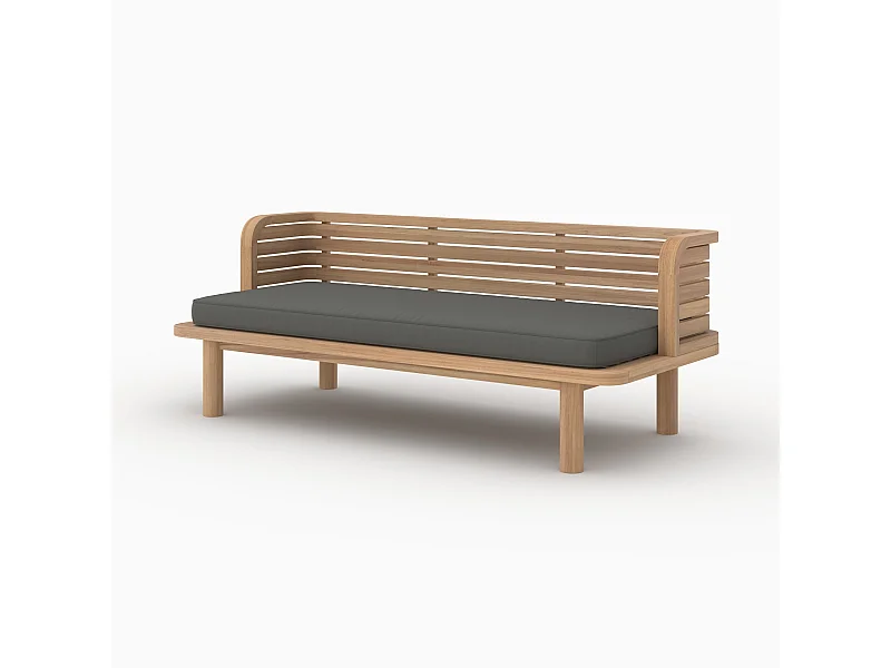 Divano da giardino in teak massiccio e cuscino grigio 2 posti - Kilda