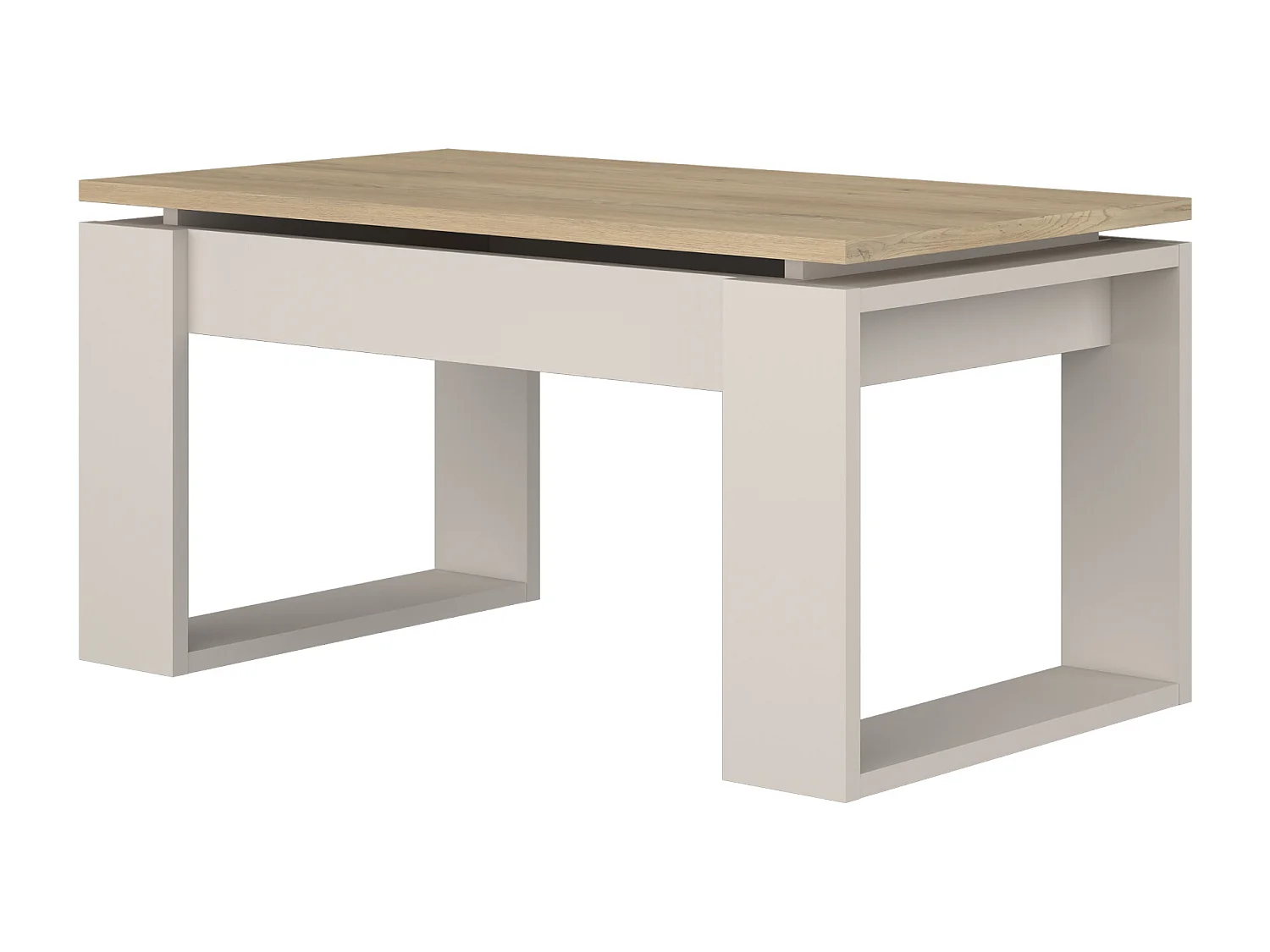 Mesa de centro elevable de 45x90x50 cm con almacenaje interior en torro y cashmere Rubi II