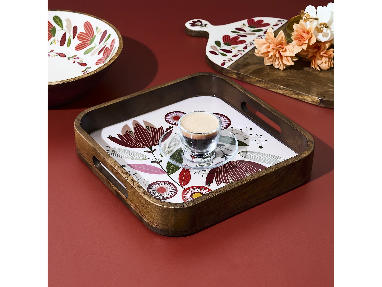Plateau - HOME DECO FACTORY - Selena - Carré - Marron