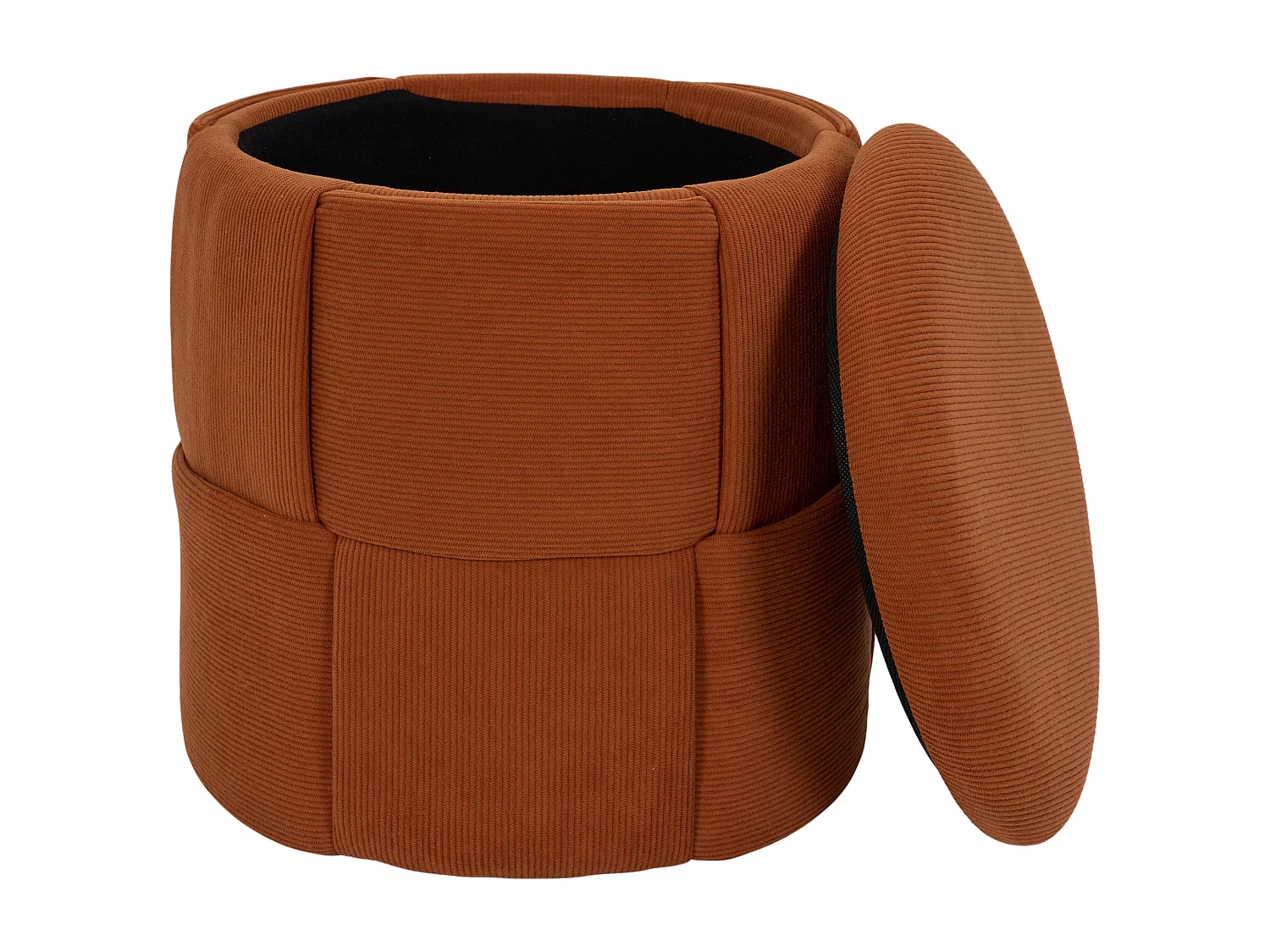 Pouf - HOME DECO FACTORY - Jules - Rangement - Tressé - Terracotta