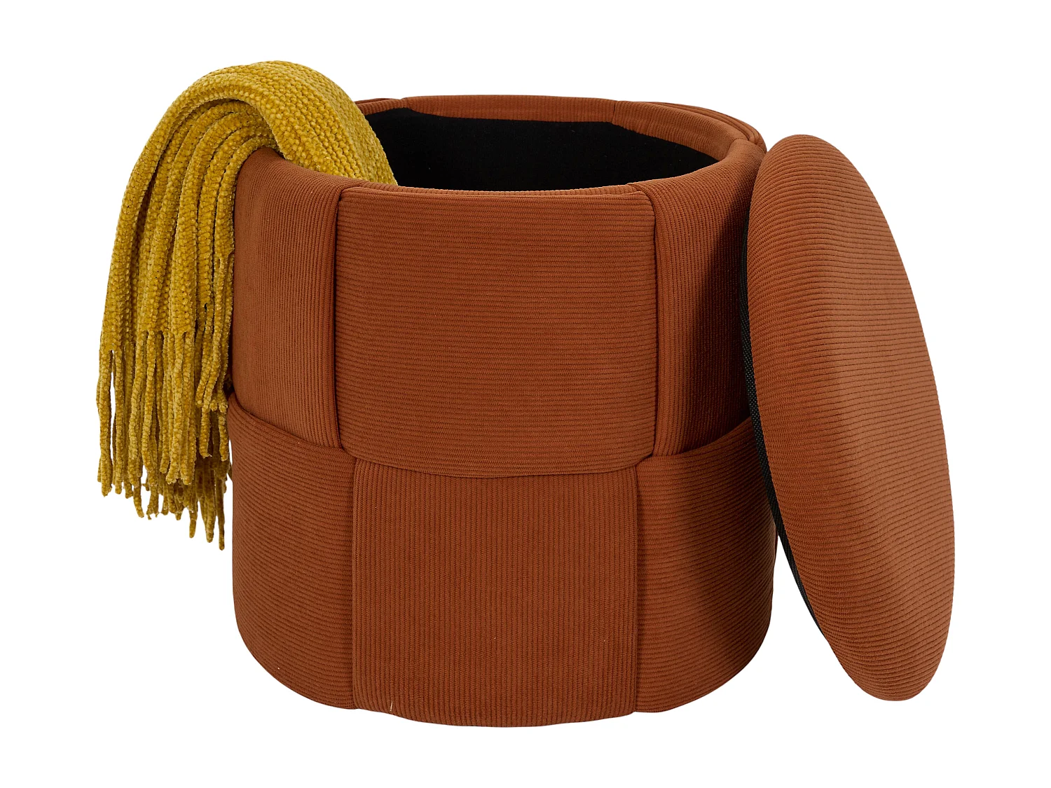 Pouf - HOME DECO FACTORY - Jules - Rangement - Tressé - Terracotta